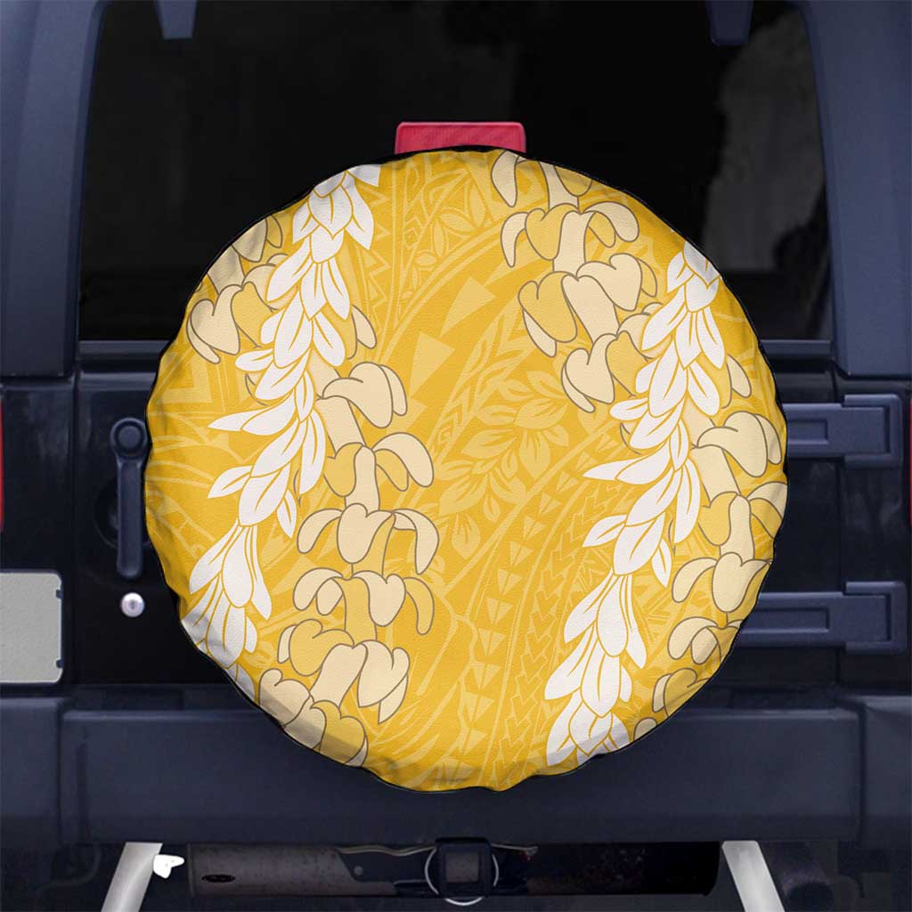Puakenikeni and Maile Lei Spare Tire Cover Gold Double Strand Lei