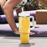 Puakenikeni and Maile Lei Tumbler With Handle Gold Double Strand Lei