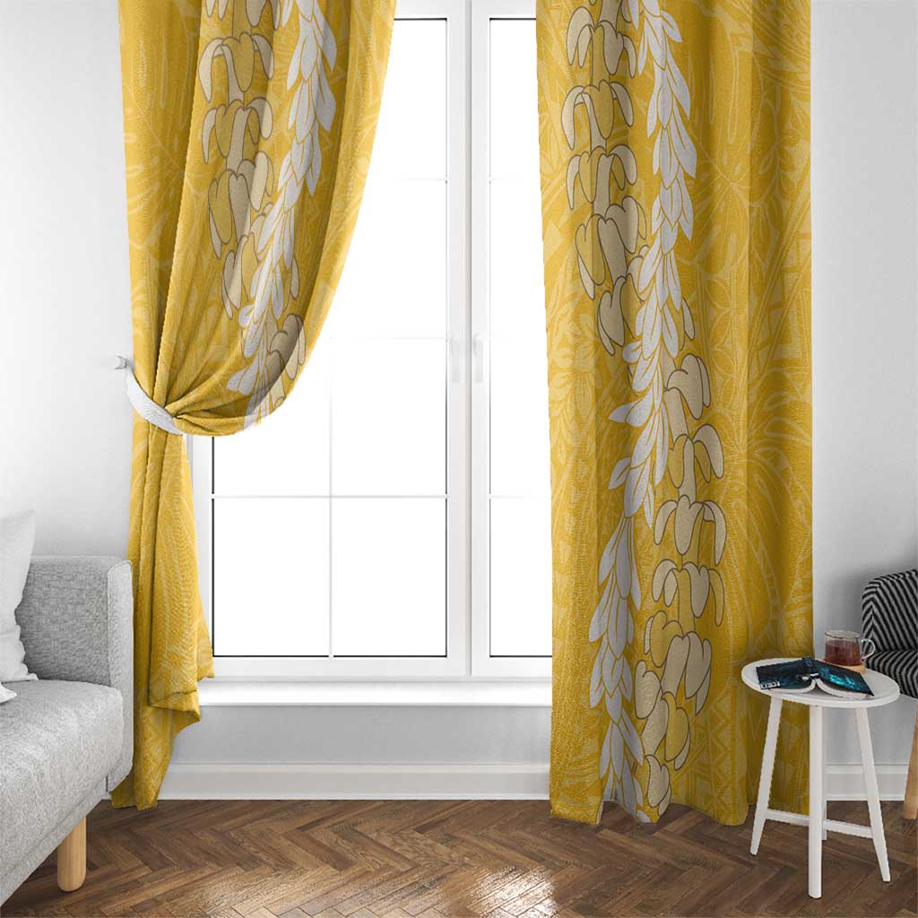 Puakenikeni and Maile Lei Window Curtain Gold Double Strand Lei