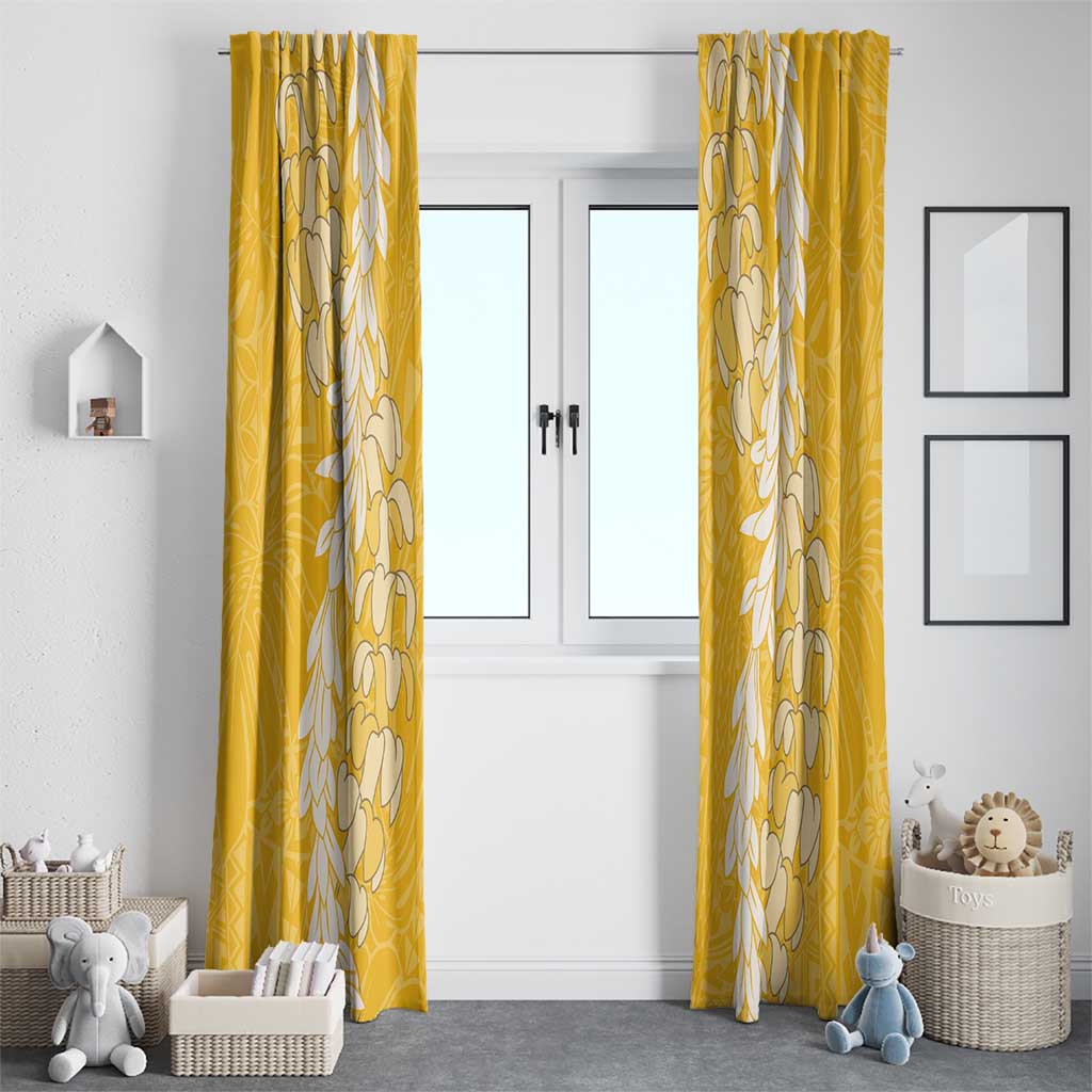 Puakenikeni and Maile Lei Window Curtain Gold Double Strand Lei