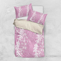 Puakenikeni and Maile Lei Bedding Set Pink Double Strand Lei