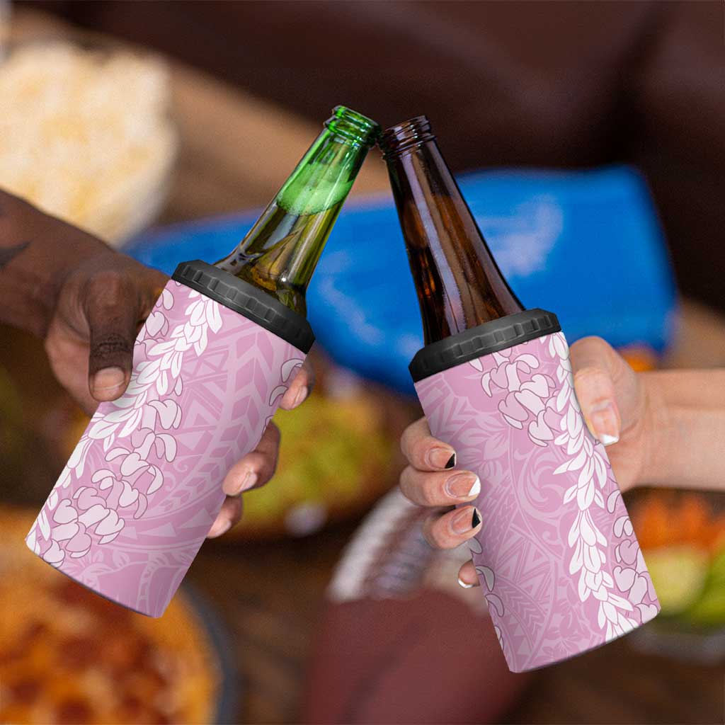 Puakenikeni and Maile Lei 4 in 1 Can Cooler Tumbler Pink Double Strand Lei LT9 - Polynesian Pride