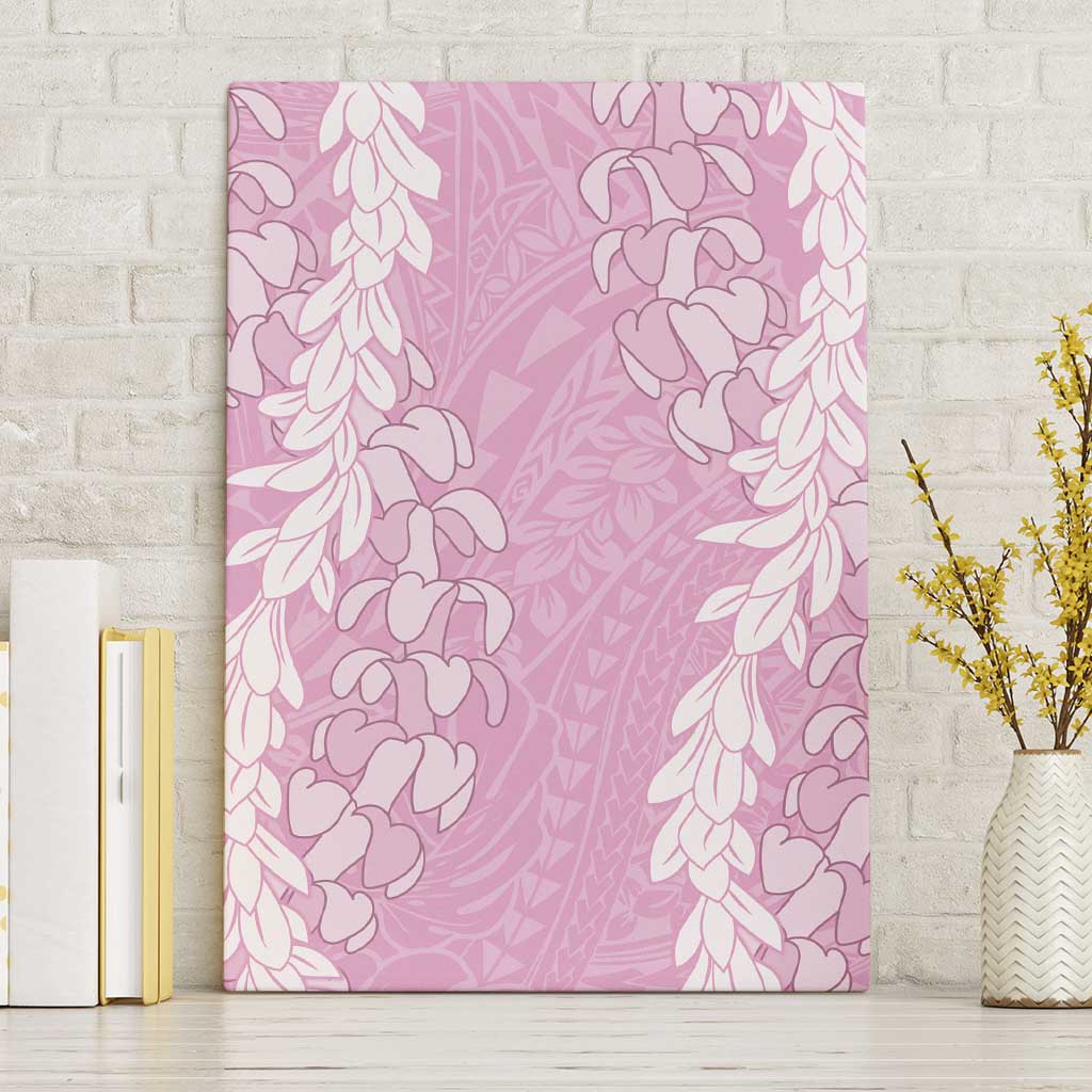 Puakenikeni and Maile Lei Canvas Wall Art Pink Double Strand Lei