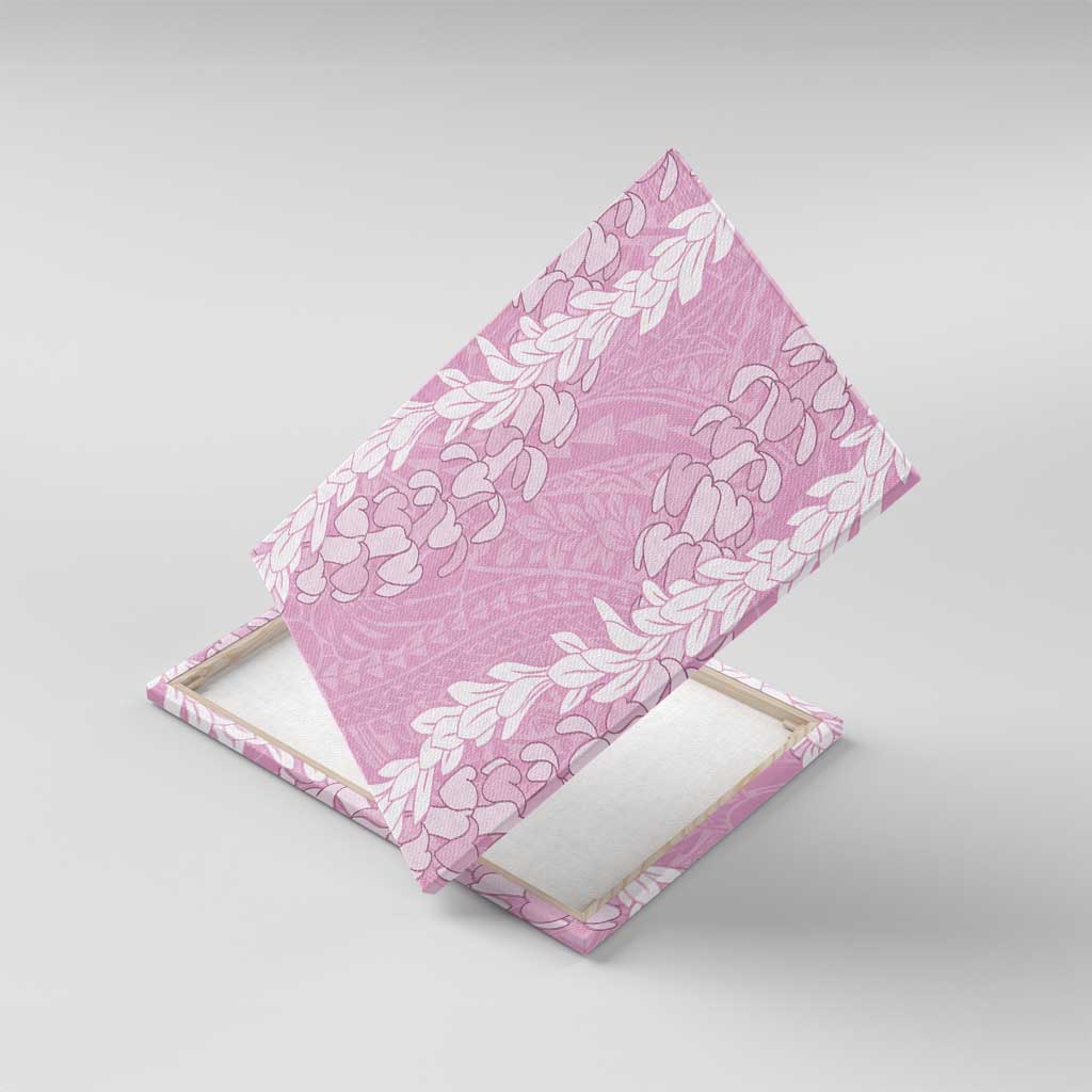 Puakenikeni and Maile Lei Canvas Wall Art Pink Double Strand Lei