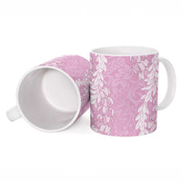 Puakenikeni and Maile Lei Ceramic Mug Pink Double Strand Lei - Polynesian Pride