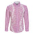 Puakenikeni and Maile Lei Family Matching Off The Shoulder Long Sleeve Dress and Hawaiian Shirt Pink Double Strand Lei