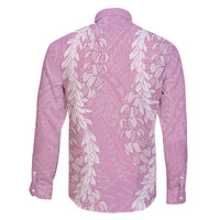 Puakenikeni and Maile Lei Family Matching Puletasi and Hawaiian Shirt Pink Double Strand Lei
