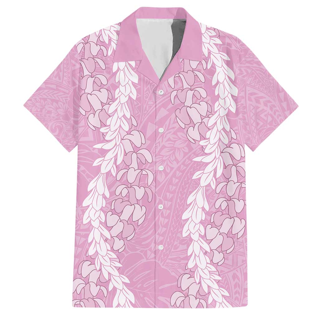 Puakenikeni and Maile Lei Hawaiian Shirt Pink Double Strand Lei