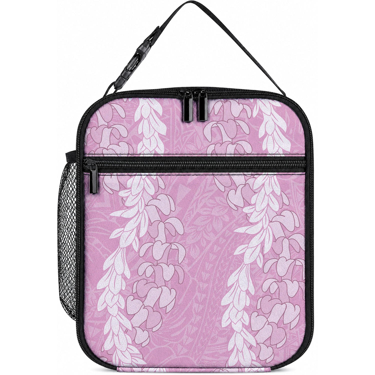 Puakenikeni and Maile Lei Lunch Bag Pink Double Strand Lei