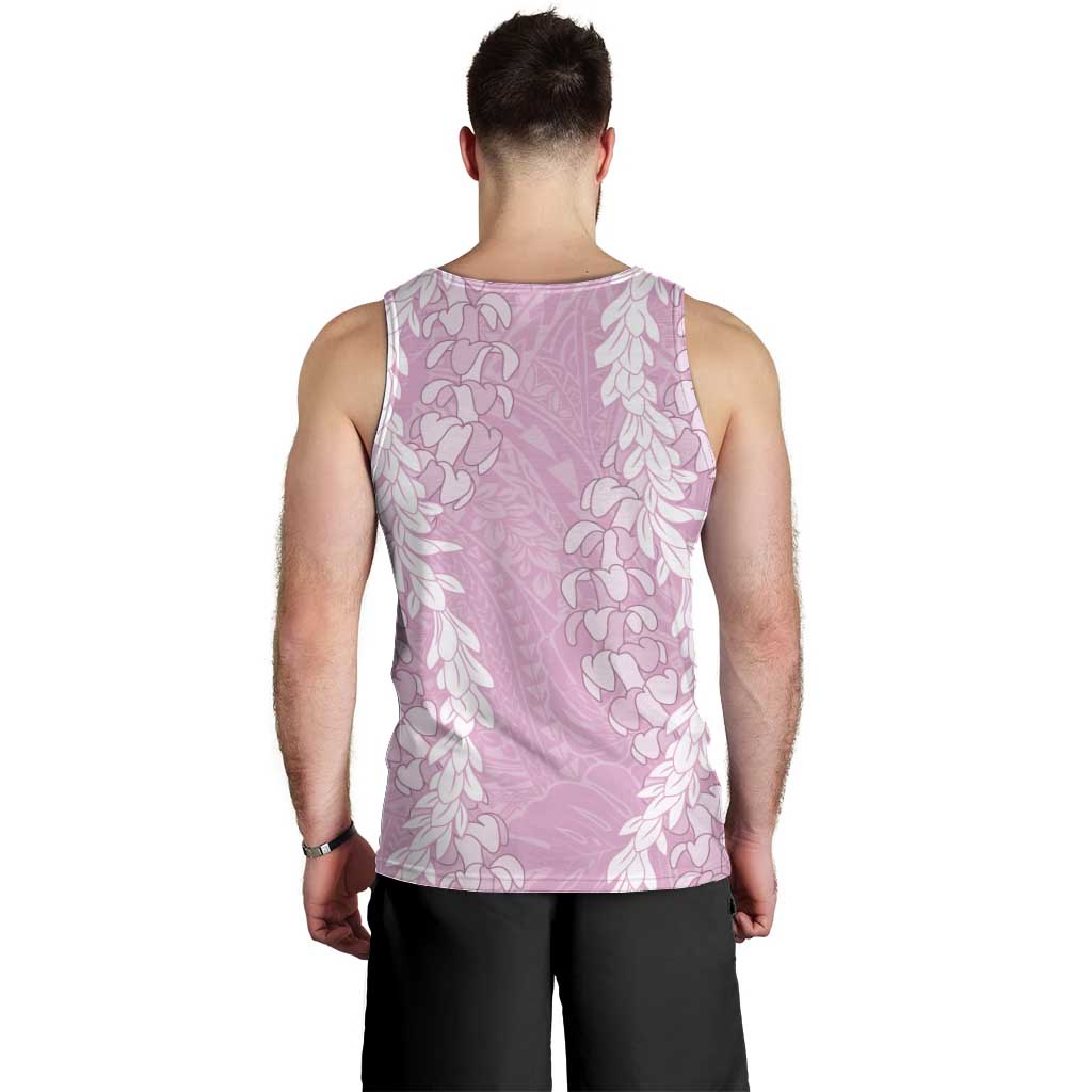 Puakenikeni and Maile Lei Men Tank Top Pink Double Strand Lei