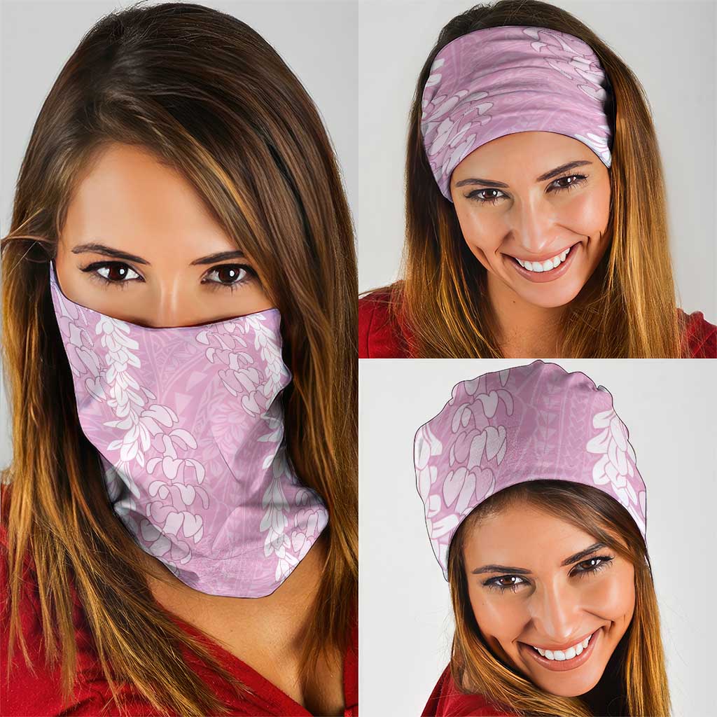 Puakenikeni and Maile Lei Neck Gaiter Pink Double Strand Lei - Polynesian Pride