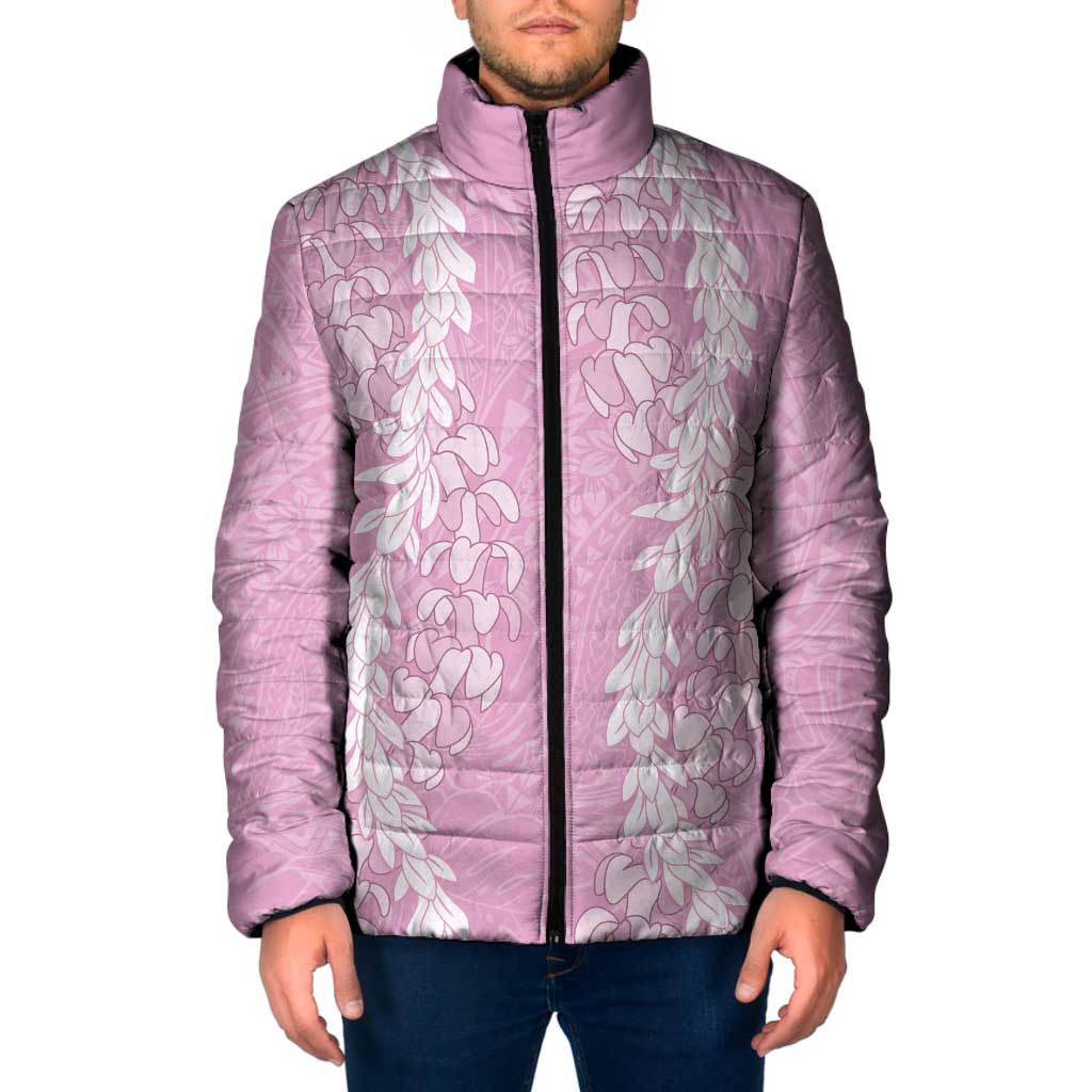 Puakenikeni and Maile Lei Padded Jacket Pink Double Strand Lei - Polynesian Pride