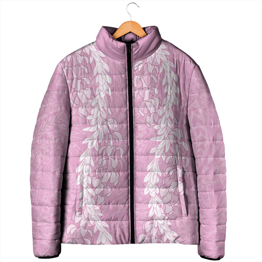 Puakenikeni and Maile Lei Padded Jacket Pink Double Strand Lei LT9 - Polynesian Pride
