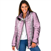 Puakenikeni and Maile Lei Padded Jacket Pink Double Strand Lei LT9 Women Pink - Polynesian Pride