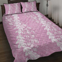 Puakenikeni and Maile Lei Quilt Bed Set Pink Double Strand Lei