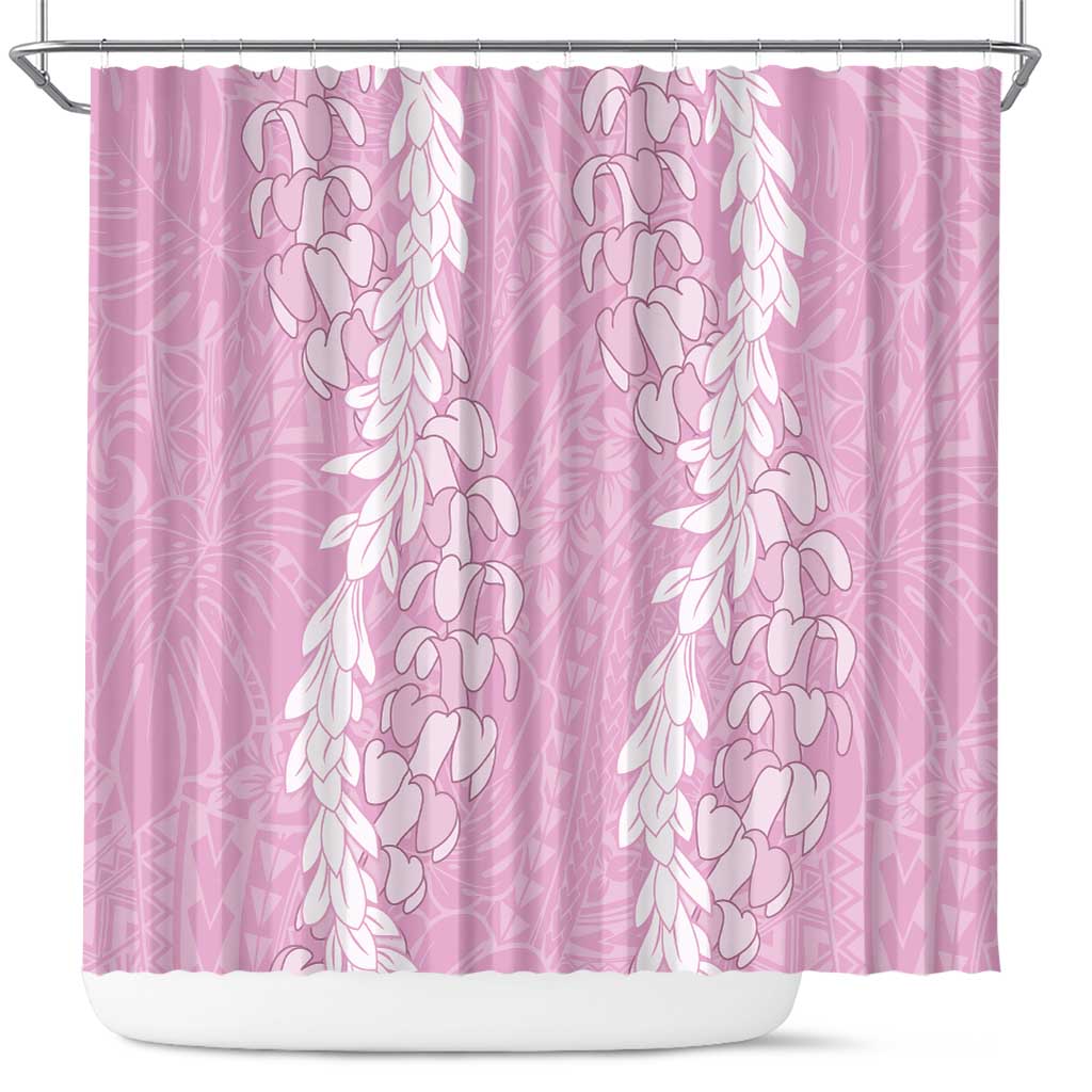 Puakenikeni and Maile Lei Shower Curtain Pink Double Strand Lei