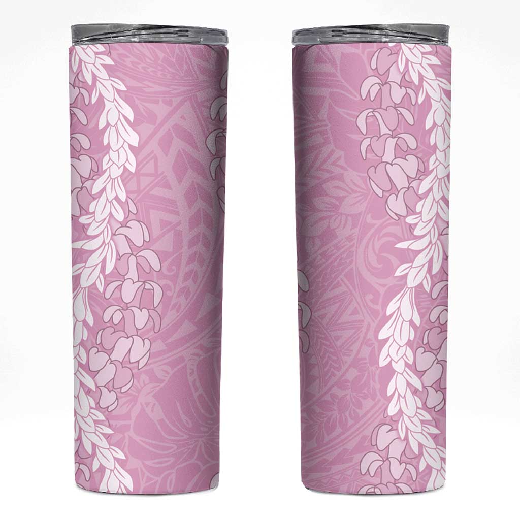 Puakenikeni and Maile Lei Skinny Tumbler Pink Double Strand Lei LT9 Pink - Polynesian Pride