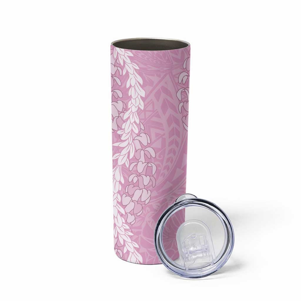 Puakenikeni and Maile Lei Skinny Tumbler Pink Double Strand Lei LT9 - Polynesian Pride