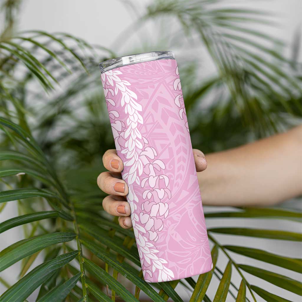 Puakenikeni and Maile Lei Skinny Tumbler Pink Double Strand Lei LT9 - Polynesian Pride