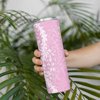 Puakenikeni and Maile Lei Skinny Tumbler Pink Double Strand Lei LT9 - Polynesian Pride