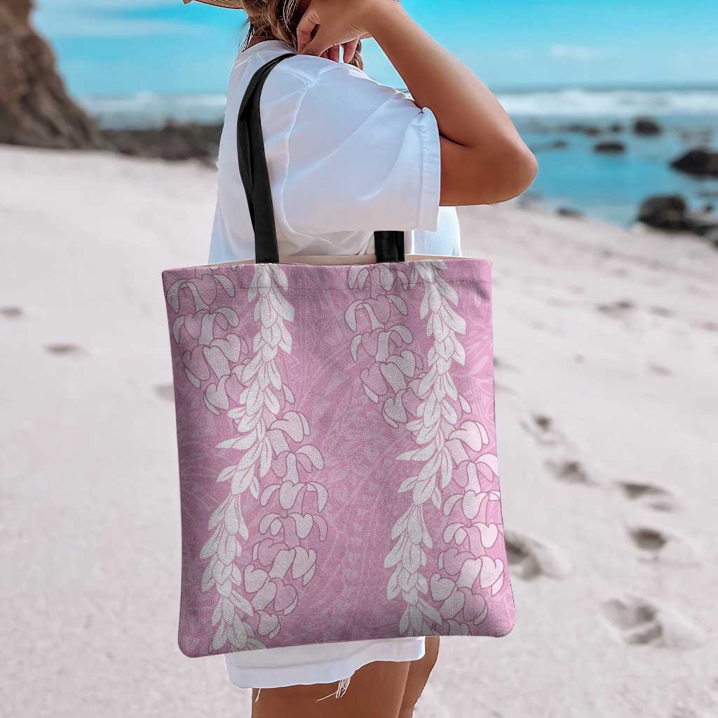 Puakenikeni and Maile Lei Tote Bag Pink Double Strand Lei LT9 - Polynesian Pride