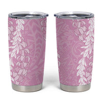 Puakenikeni and Maile Lei Tumbler Cup Pink Double Strand Lei