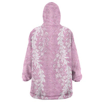 Puakenikeni and Maile Lei Wearable Blanket Hoodie Pink Double Strand Lei