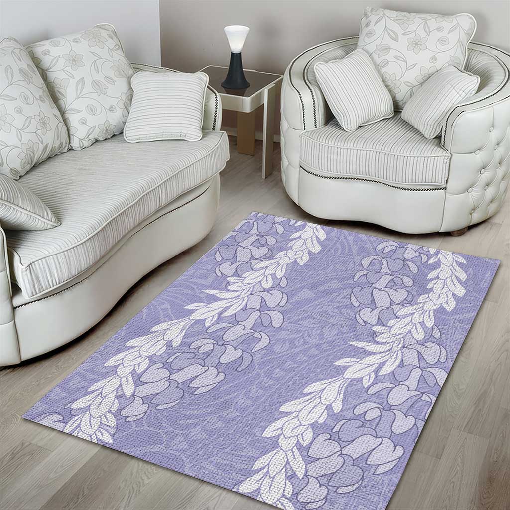 Puakenikeni and Maile Lei Area Rug Purple Double Strand Lei