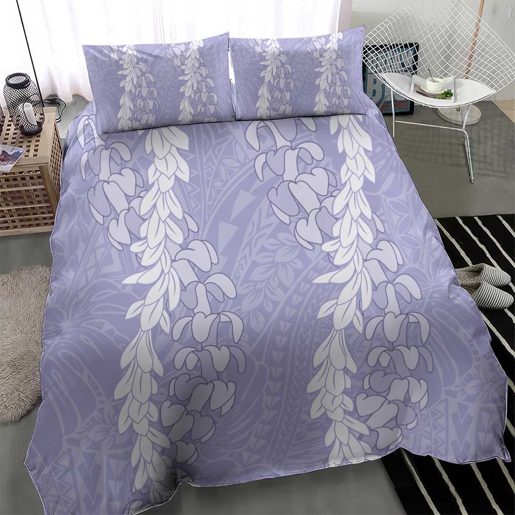 Puakenikeni and Maile Lei Bedding Set Purple Double Strand Lei