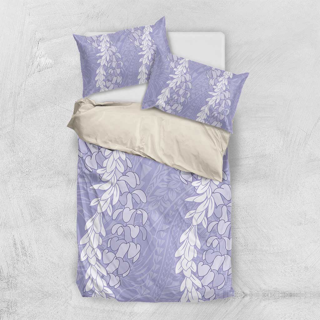 Puakenikeni and Maile Lei Bedding Set Purple Double Strand Lei