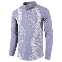 Puakenikeni and Maile Lei Button Sweatshirt Purple Double Strand Lei