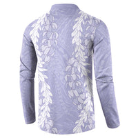 Puakenikeni and Maile Lei Button Sweatshirt Purple Double Strand Lei