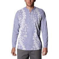 Puakenikeni and Maile Lei Button Sweatshirt Purple Double Strand Lei