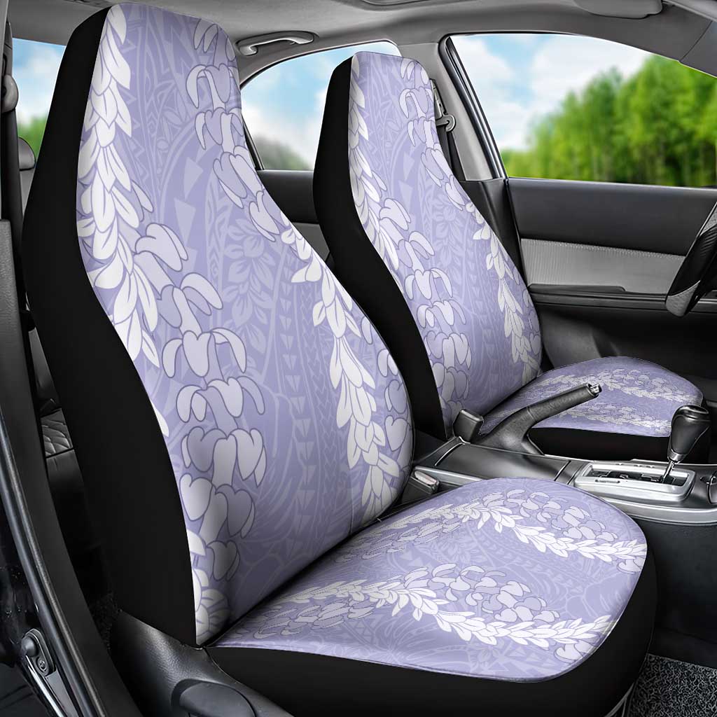 Puakenikeni and Maile Lei Car Seat Cover Purple Double Strand Lei