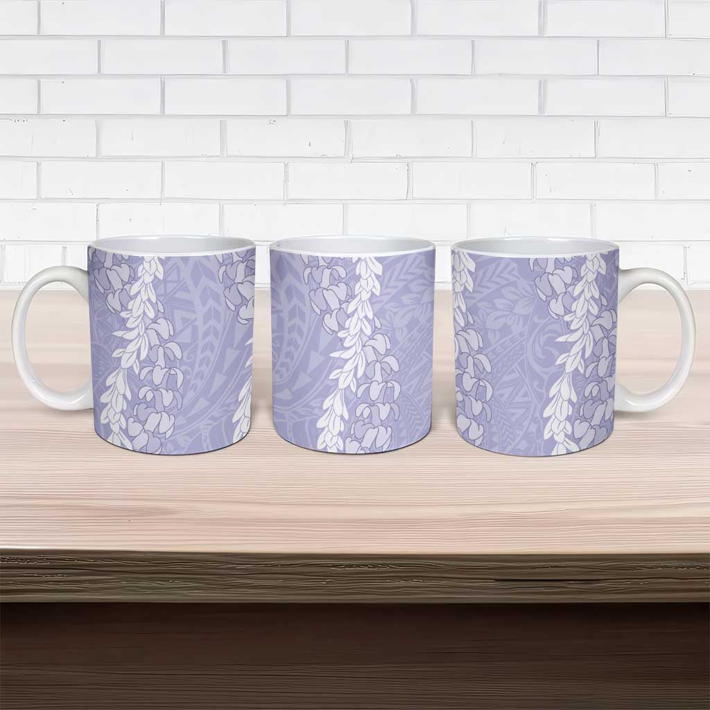 Puakenikeni and Maile Lei Ceramic Mug Purple Double Strand Lei - Polynesian Pride