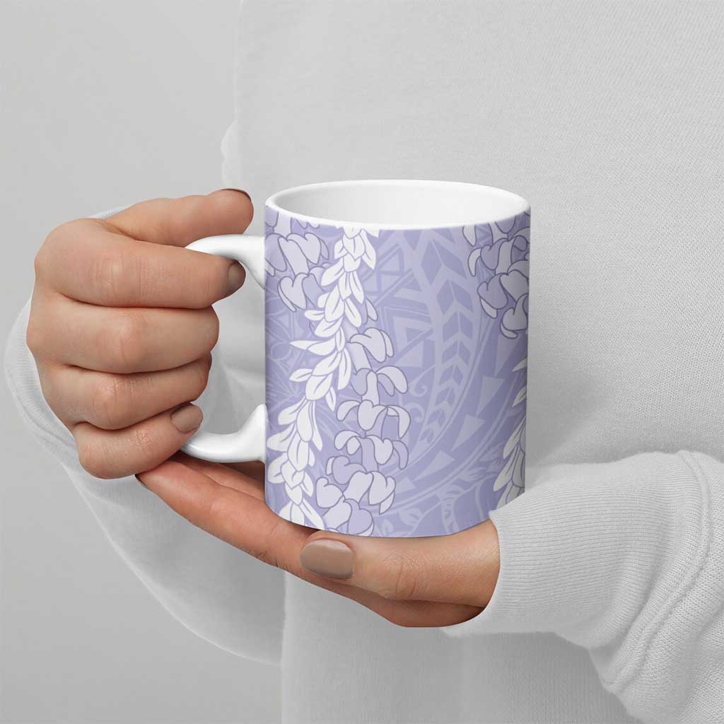 Puakenikeni and Maile Lei Ceramic Mug Purple Double Strand Lei - Polynesian Pride
