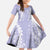 Puakenikeni and Maile Lei Family Matching Off The Shoulder Long Sleeve Dress and Hawaiian Shirt Purple Double Strand Lei