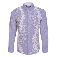 Puakenikeni and Maile Lei Family Matching Puletasi and Hawaiian Shirt Purple Double Strand Lei