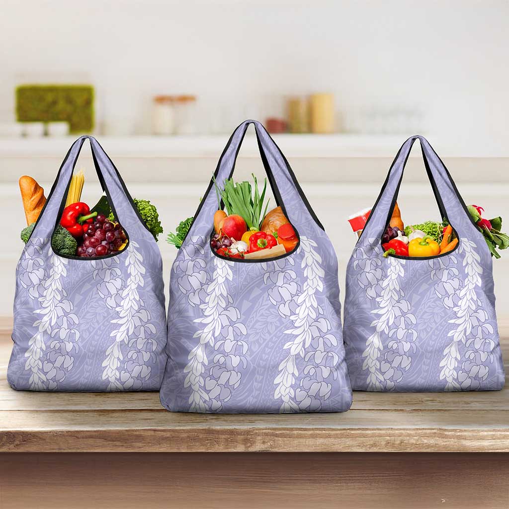 Puakenikeni and Maile Lei Grocery Bag Purple Double Strand Lei