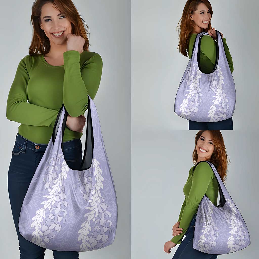 Puakenikeni and Maile Lei Grocery Bag Purple Double Strand Lei