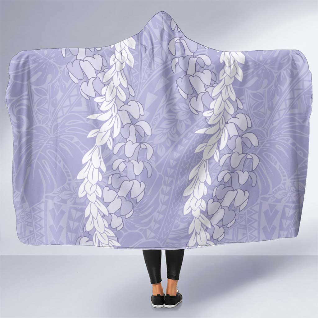 Puakenikeni and Maile Lei Hooded Blanket Purple Double Strand Lei
