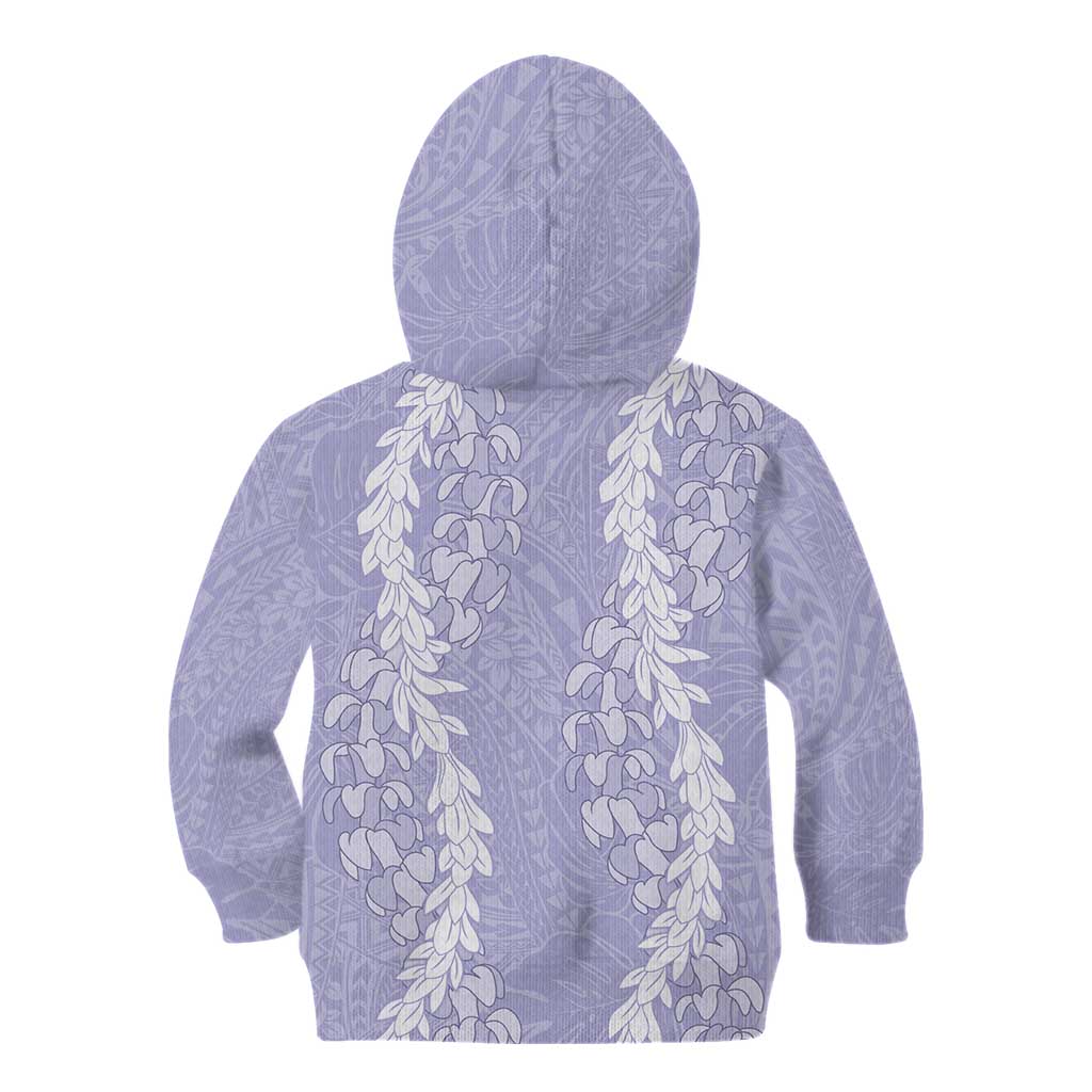 Puakenikeni and Maile Lei Kid Hoodie Purple Double Strand Lei
