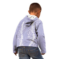 Puakenikeni and Maile Lei Kid Hoodie Purple Double Strand Lei