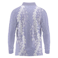Puakenikeni and Maile Lei Long Sleeve Polo Shirt Purple Double Strand Lei LT9 - Polynesian Pride