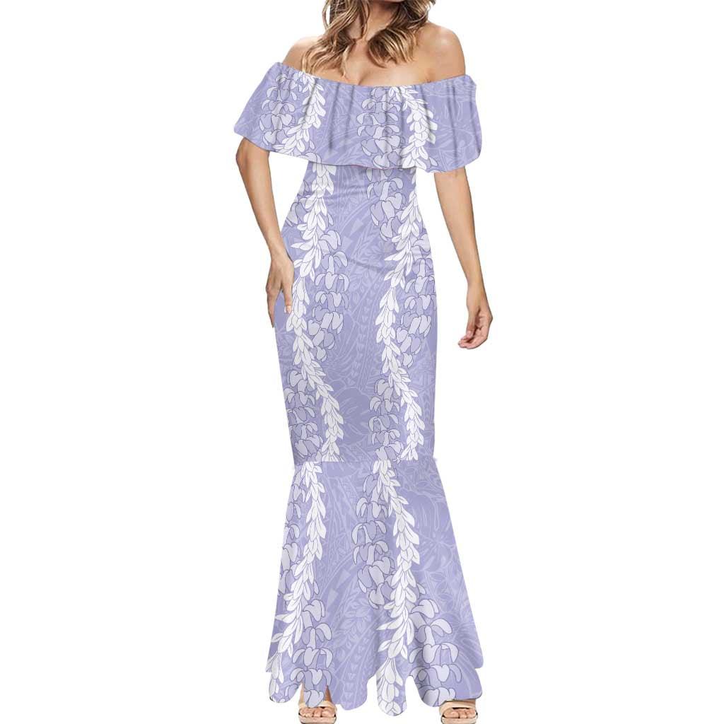 Puakenikeni and Maile Lei Mermaid Dress Purple Double Strand Lei LT9 - Polynesian Pride