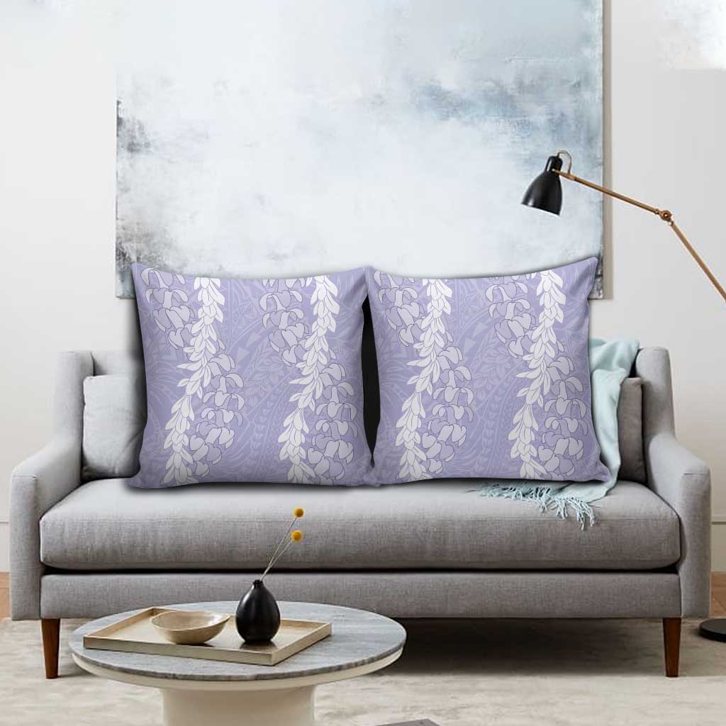 Puakenikeni and Maile Lei Pillow Cover Purple Double Strand Lei - Polynesian Pride