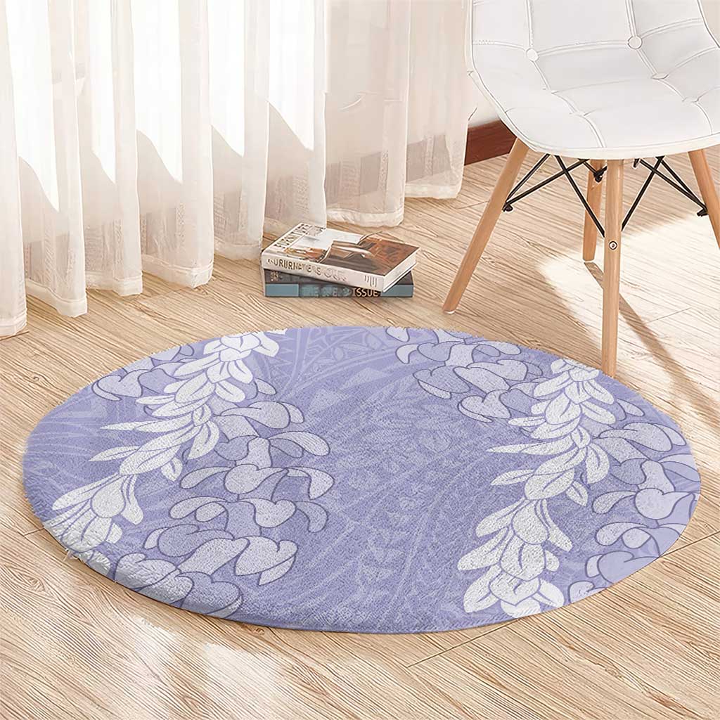 Puakenikeni and Maile Lei Round Carpet Purple Double Strand Lei