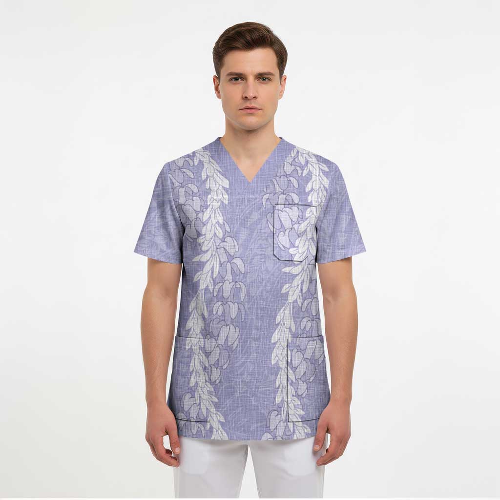 Puakenikeni and Maile Lei Scrub Top Purple Double Strand Lei - Polynesian Pride