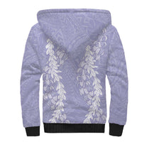 Puakenikeni and Maile Lei Sherpa Hoodie Purple Double Strand Lei