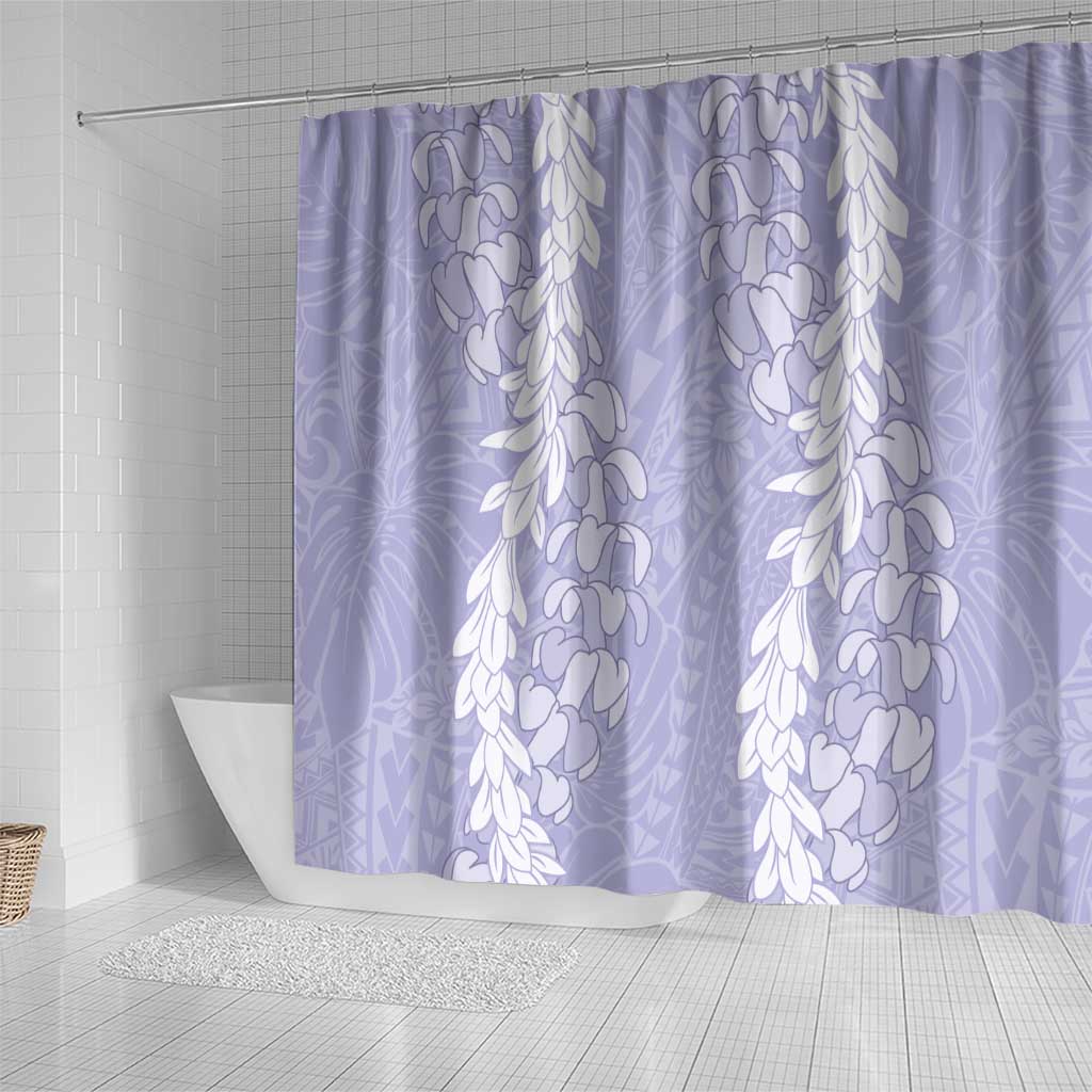 Puakenikeni and Maile Lei Shower Curtain Purple Double Strand Lei
